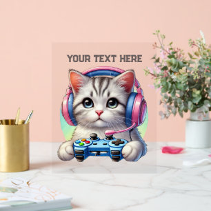 Cool Gamer add text cat Acrylic Sign
