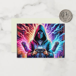 Cool gamer guy add message card