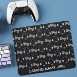 Cool Gamer Personalised Gaming Pattern BlacK Mouse Pad<br><div class="desc">Awesome custom gaming mousepad with a cool video game controller and headphone pattern for a gamer. Personalise with a name in white on the black mouse pad.</div>