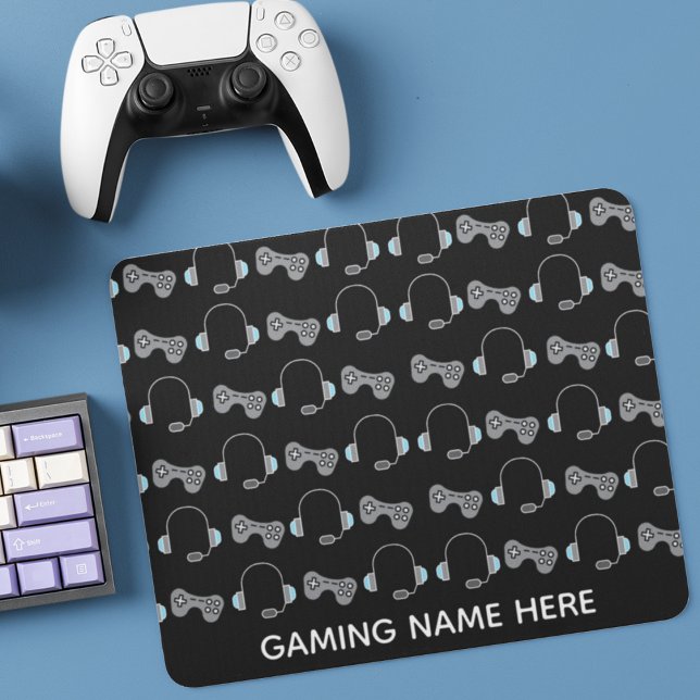 Cool Gamer Personalised Gaming Pattern BlacK Mouse Pad (Creator Uploaded)