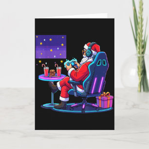 Cool Gamer Santa Playing Games Christmas Boys Styl Card