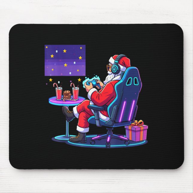 Cool Gamer Santa Playing Games Christmas Boys Styl Mouse Pad (Front)