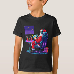 Cool Gamer Santa Playing Games Christmas Boys Styl T-Shirt