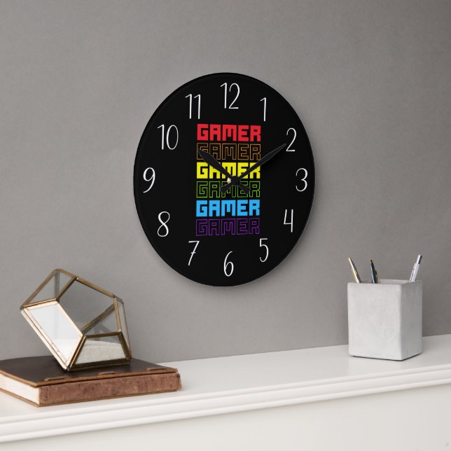 Cool gamer word art  large clock (Office)