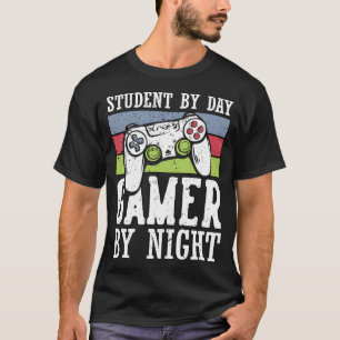 Cool Gaming Student By Day Gamer By Night Funny Qu T-Shirt