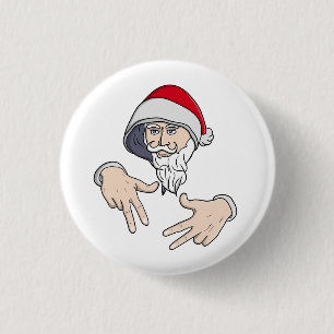 Cool Gangsta Hip Hop Hand Rap Santa Claus 3 Cm Round Badge