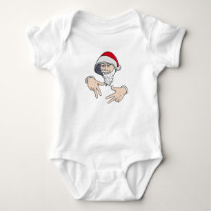 Cool Gangsta Hip Hop Hand Rap Santa Claus Baby Bodysuit
