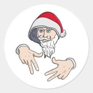 Cool Gangsta Hip Hop Hand Rap Santa Claus Classic Round Sticker