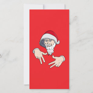 Cool Gangsta Hip Hop Hand Rap Santa Claus Holiday Card