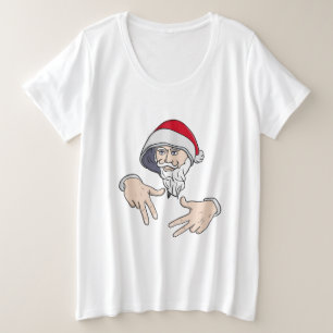 Cool Gangsta Hip Hop Hand Rap Santa Claus Plus Size T-Shirt