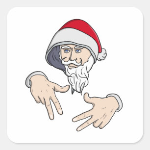 Cool Gangsta Hip Hop Hand Rap Santa Claus Square Sticker