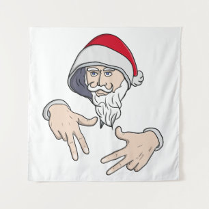 Cool Gangsta Hip Hop Hand Rap Santa Claus Tapestry