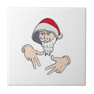 Cool Gangsta Hip Hop Hand Rap Santa Claus Tile