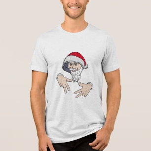 Cool Gangsta Hip Hop Hand Rap Santa Claus Tri-Blend Shirt