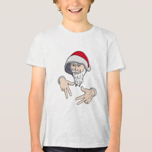 Cool Gangsta Hip Hop Hand Rap Santa Claus Tri-Blend Shirt