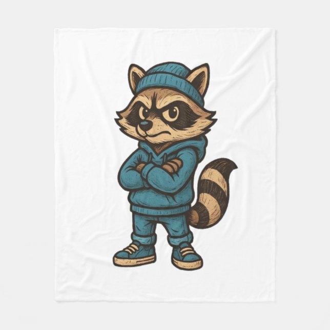 Cool Gangster Racoon - Urban Streetwear Animal Ho Fleece Blanket (Front)