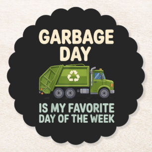 Cool Garbage Truck Art for Men Women Kids Garbage Paper Coaster