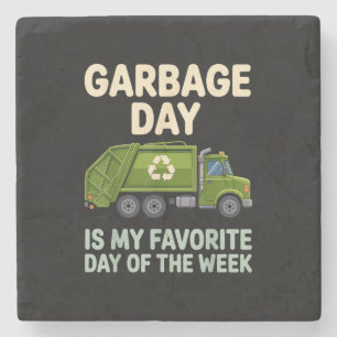 Cool Garbage Truck Art for Men Women Kids Garbage Stone Coaster