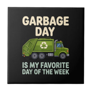 Cool Garbage Truck Art for Men Women Kids Garbage Tile
