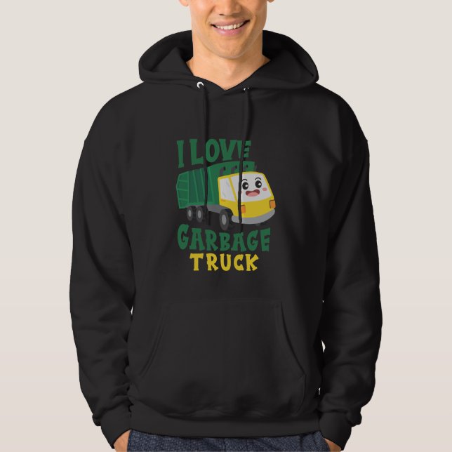 Cool Garbage Truck loving Boy Kids Toddler Hoodie (Front)