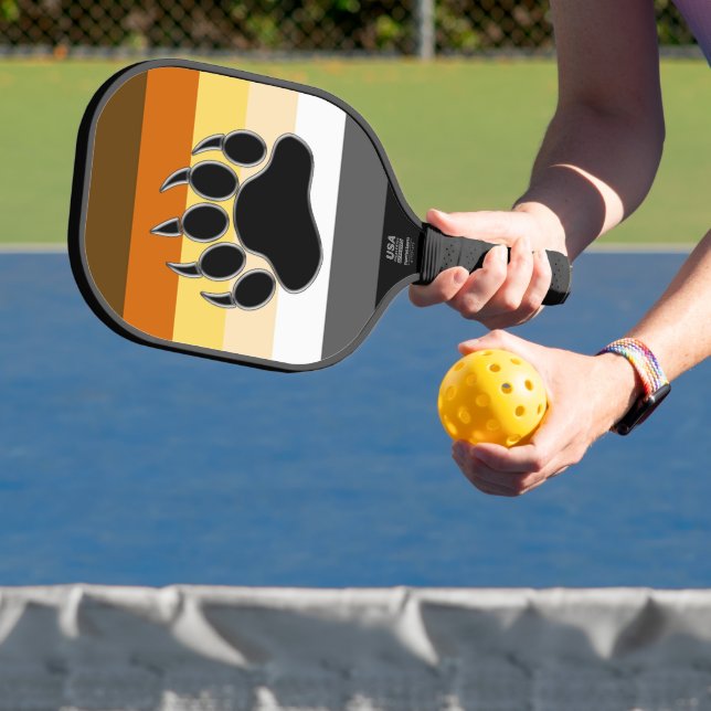 Cool Gay Bear Pride Flag Bear Paw Pickleball Paddle (Insitu)