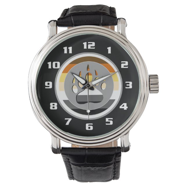 Cool Gay Bear Pride Flag Bear Paw Watch (Front)