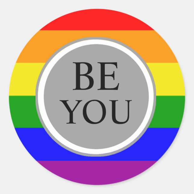 Cool Gay Pride Flag Be You Classic Round Sticker (Front)