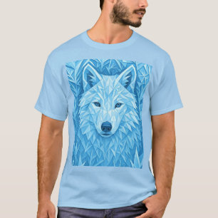 Cool Geometric Blue Wolf Low Poly Graphic All Over T-Shirt