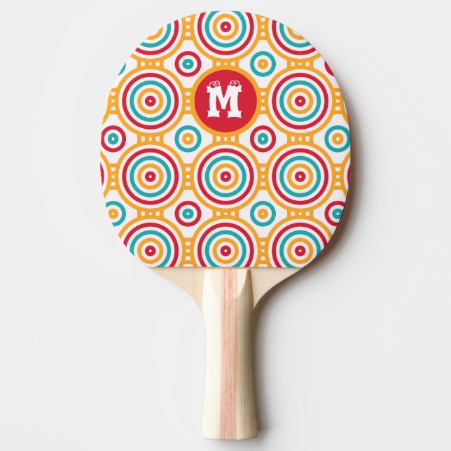 Cool Geometric Funny Initial Name Colourful Patter Ping Pong Paddle (Front)