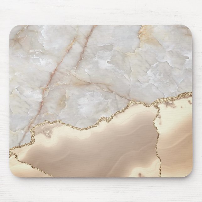 Cool Geometric Gold Cream Marble  Mouse Pad (Front)