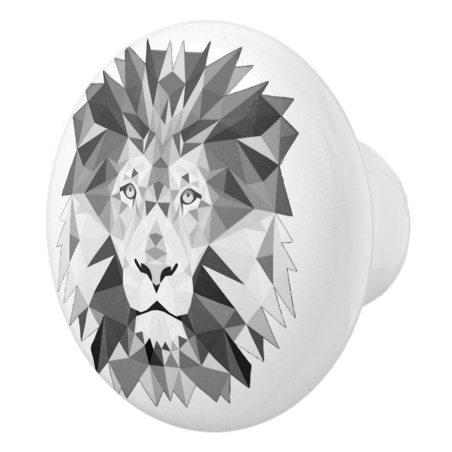Cool Geometric Lion Head Ceramic Knob (Right)