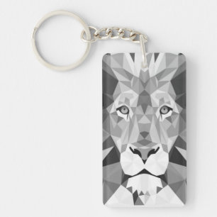 Cool Geometric Lion Head Key Ring