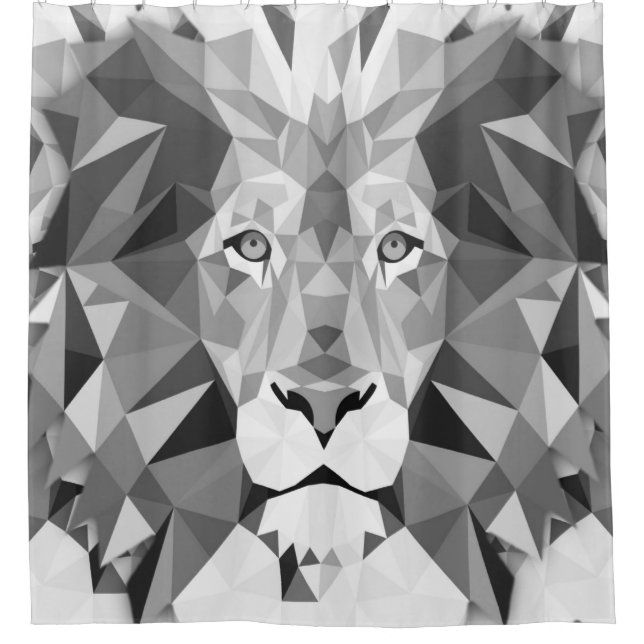 Cool Geometric Lion Head Shower Curtain (Front)