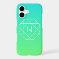 Cool Geometric Monogram | Blue & Lime Green Ombre