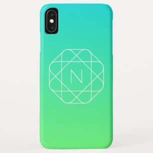 Cool Geometric Monogram   Blue & Lime Green Ombre Case-Mate iPhone Case