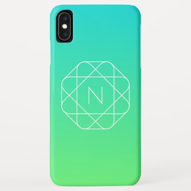 Cool Geometric Monogram | Blue & Lime Green Ombre Case-Mate iPhone Case (Back)