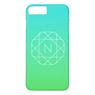 Cool Geometric Monogram   Blue & Lime Green Ombre Case-Mate iPhone Case