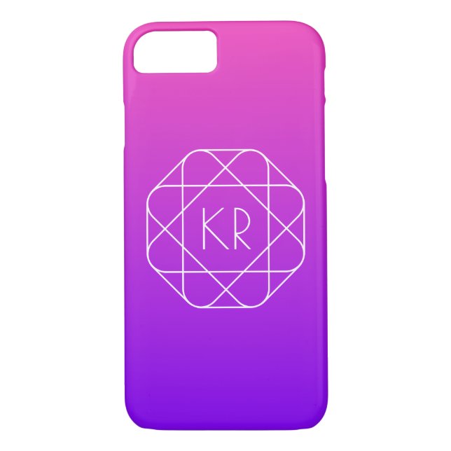 Cool Geometric Monogram | Magenta Purple Violet Case-Mate iPhone Case (Back)