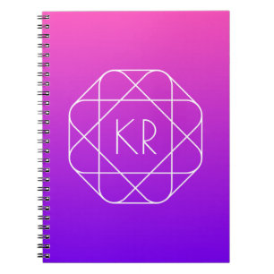 Cool Geometric Monogram   Magenta Purple Violet Notebook