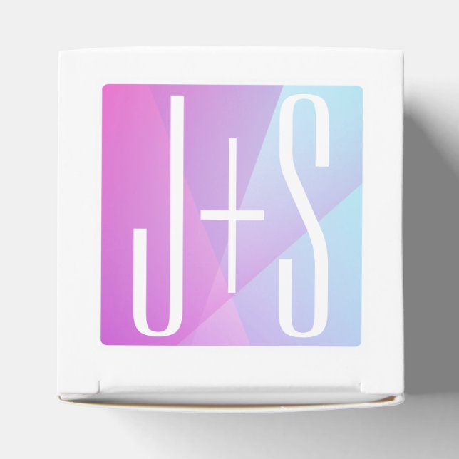 Cool Geometric Pink & Purple | Couples Initials Favour Box (Top)