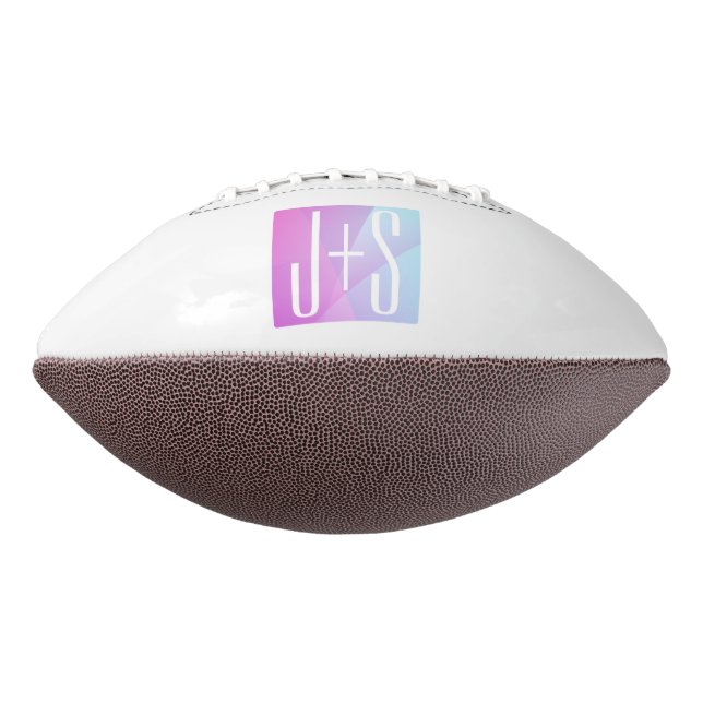 Cool Geometric Pink & Purple | Couples Initials Football (Rotated 270)