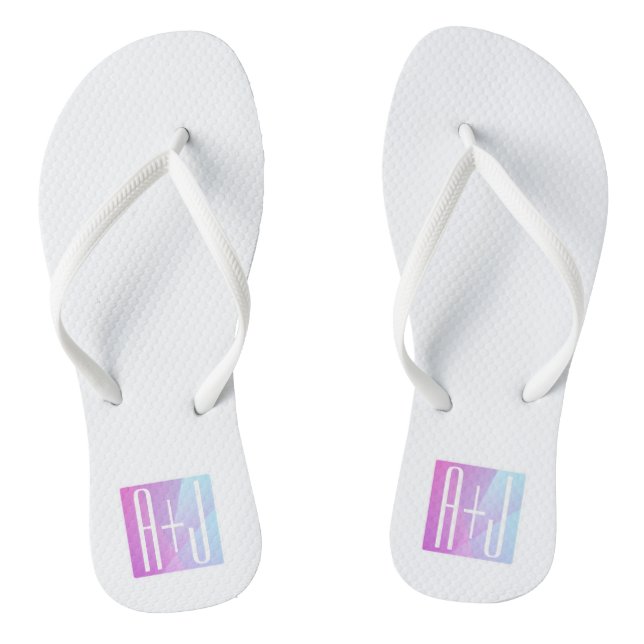 Cool Geometric Pink & Purple | Couples Initials Jandals (Footbed)
