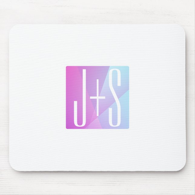 Cool Geometric Pink & Purple | Couples Initials Mouse Pad (Front)