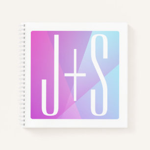 Cool Geometric Pink & Purple   Couples Initials Notebook