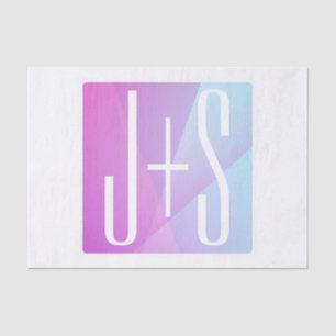 Cool Geometric Pink & Purple   Couples Initials Tissue Paper