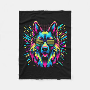 Cool German Shepherd Dog Abstract Art Style Christ Fleece Blanket
