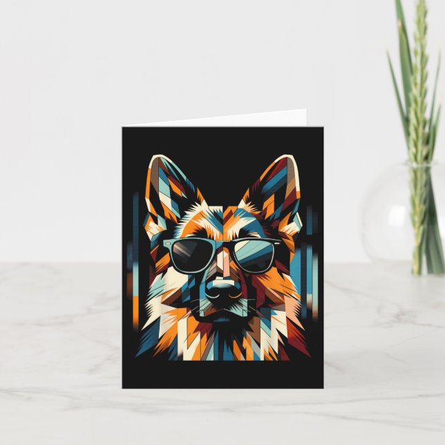 Cool German Shepherd Dog Cubism Art Style Christma Card (Front)