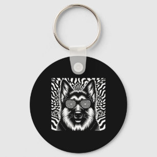 Cool German Shepherd Dog Op Art Style Christmas  Key Ring