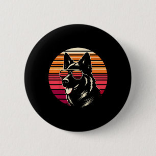 Cool German Shepherd Dog Retro Sunset Art Style Ch 6 Cm Round Badge