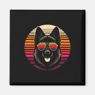Cool German Shepherd Dog Retro Sunset Art Style Ch Magnet